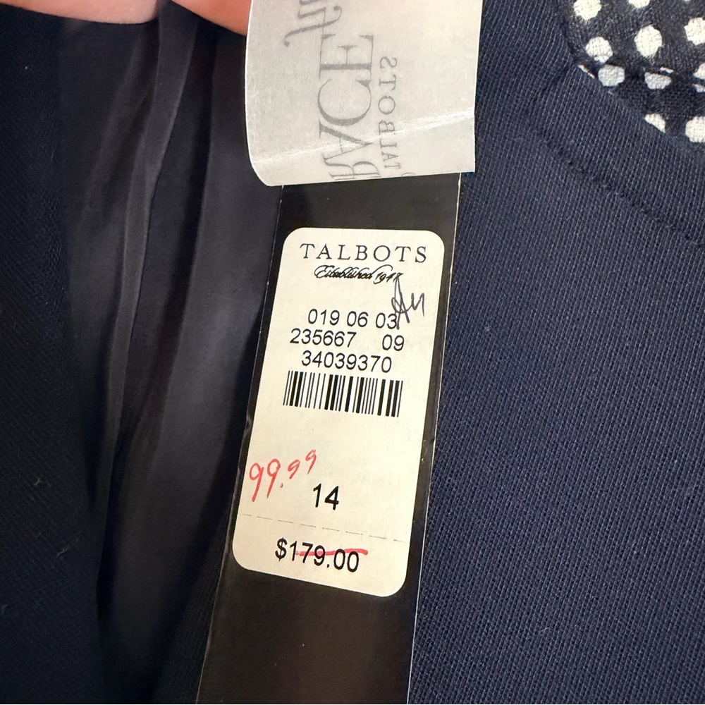 Talbots The Grace Fit Flatteringly Classic $179 Navy Polka Dot Women's Blazer-14 - Picture 6 of 13
